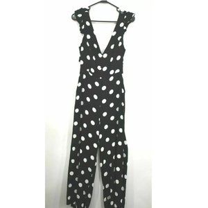 Know One Cares Women's Polka Dot Tie Back Jumpsuit